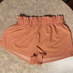 SHEIN High Waist Orange Striped Shorts